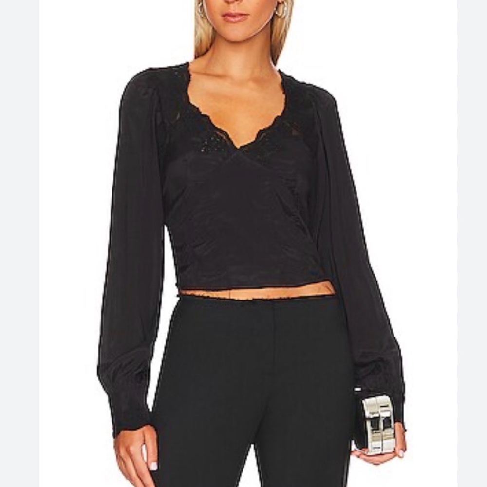 NWT - Free People - Janelle Lace Top in Black - XS